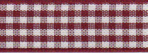 GINGHAM RIBBON 25MM X 20M 405 Burgundy