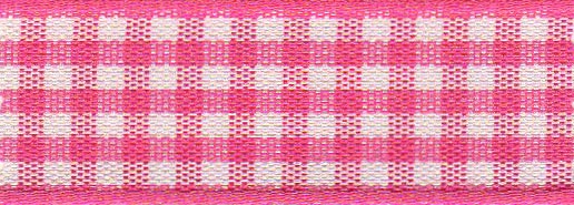 GINGHAM RIBBON 25MM X 20M 72 Shocking Pink