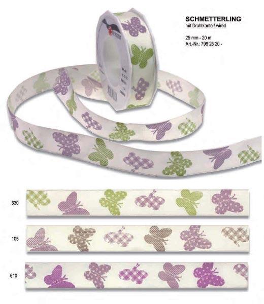 25MM (SCHMETTERLING) BUTTERFLY RIBBON - 20 105