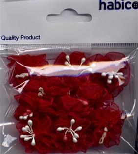 ORGANDIE FLOWER WITH PEARLS 10PCS X 5PKS 250