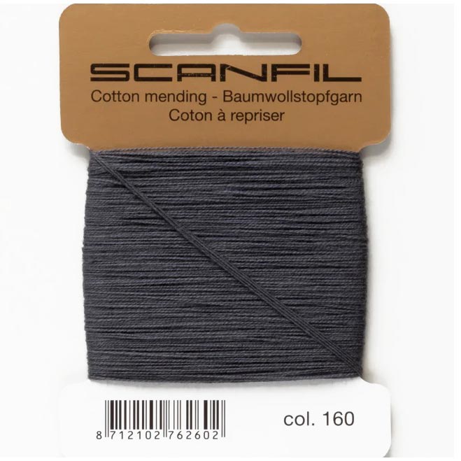 SCANFIL MENDING COTTON 15M X 10 CARDS 160 Grey