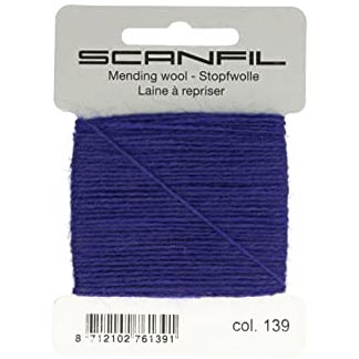 SCANFIL MENDING WOOL 15M X 10 CARDS 139 Royal Purple