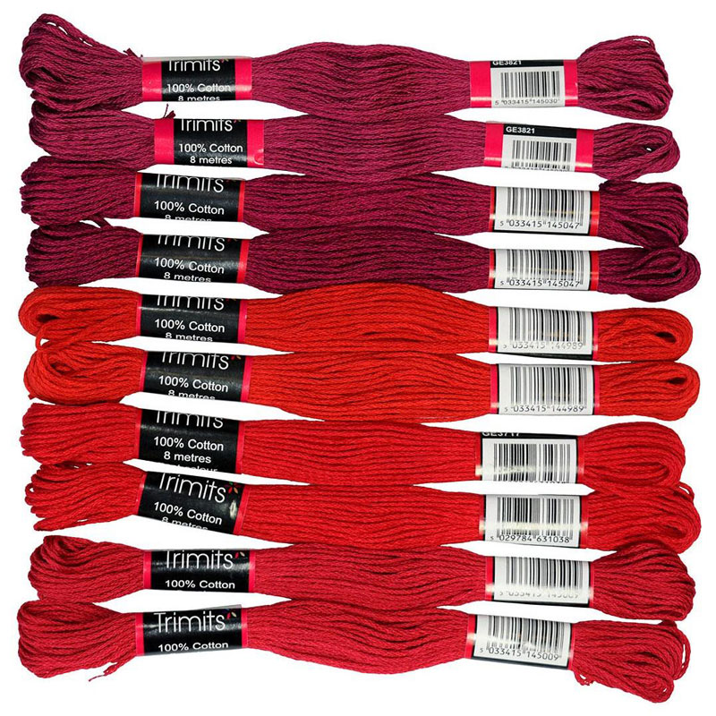 EMB COTTON 10 SKEINS REDS