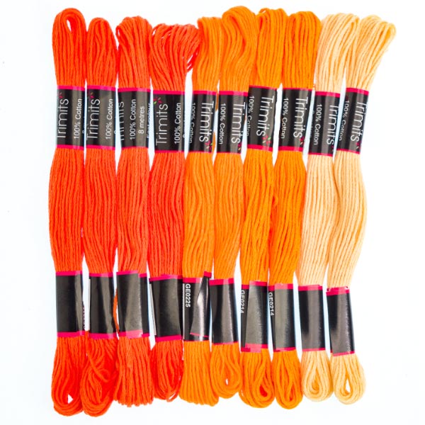 EMB COTTON 10 SKEINS ORANGES