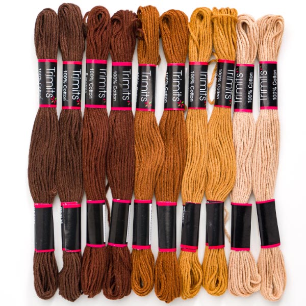 EMB COTTON 10 SKEINS BROWNS