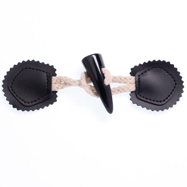 LEATHER-LOOK HORN TOGGLE 1PC BLACK 2