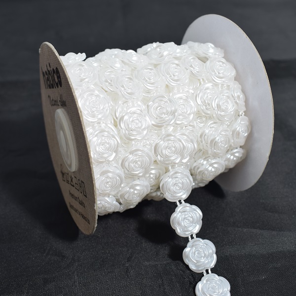 16MM PEARL ROSE GARLAND - 10MTS WHITE