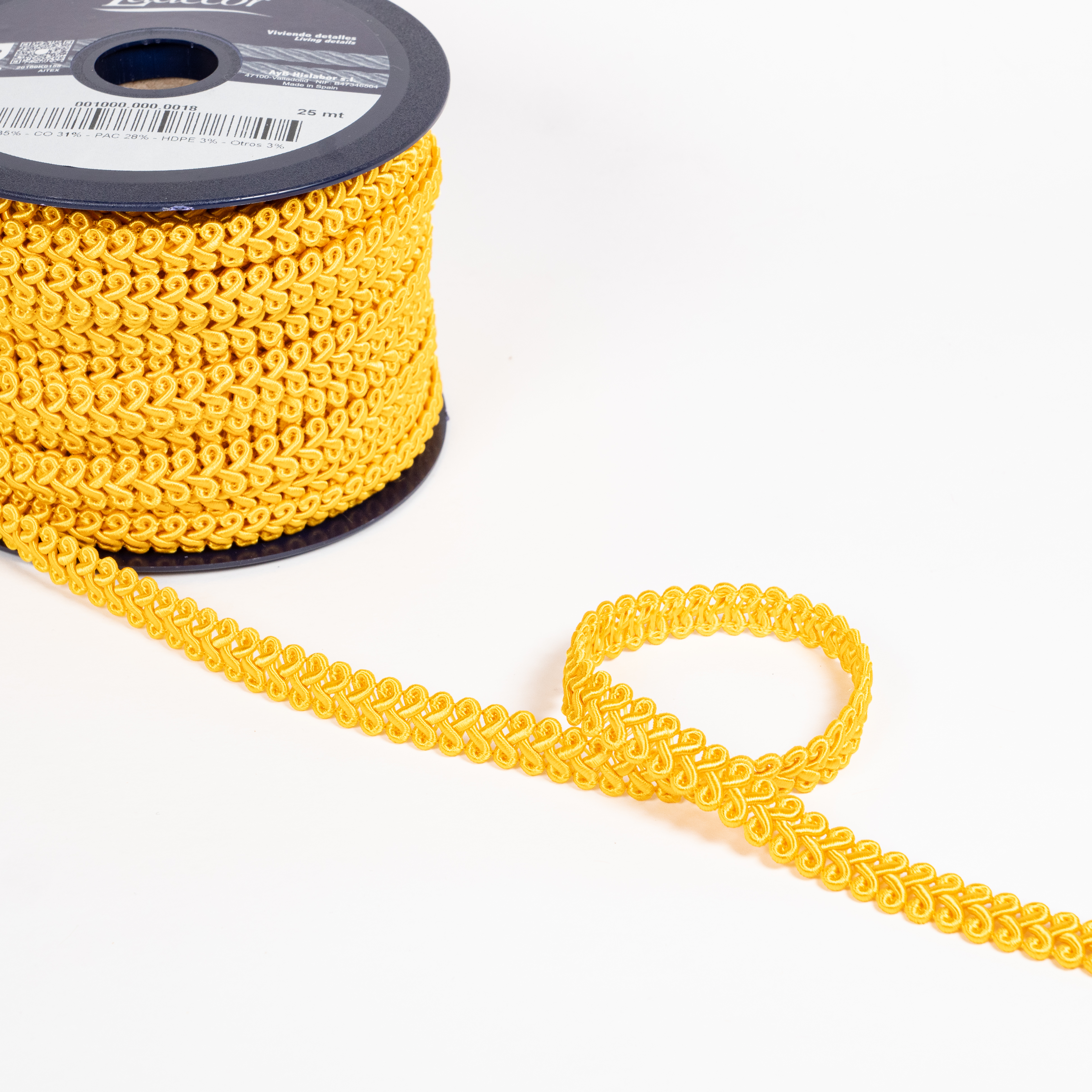 12MM FURNISHING BRAID 25M 18 Yellow