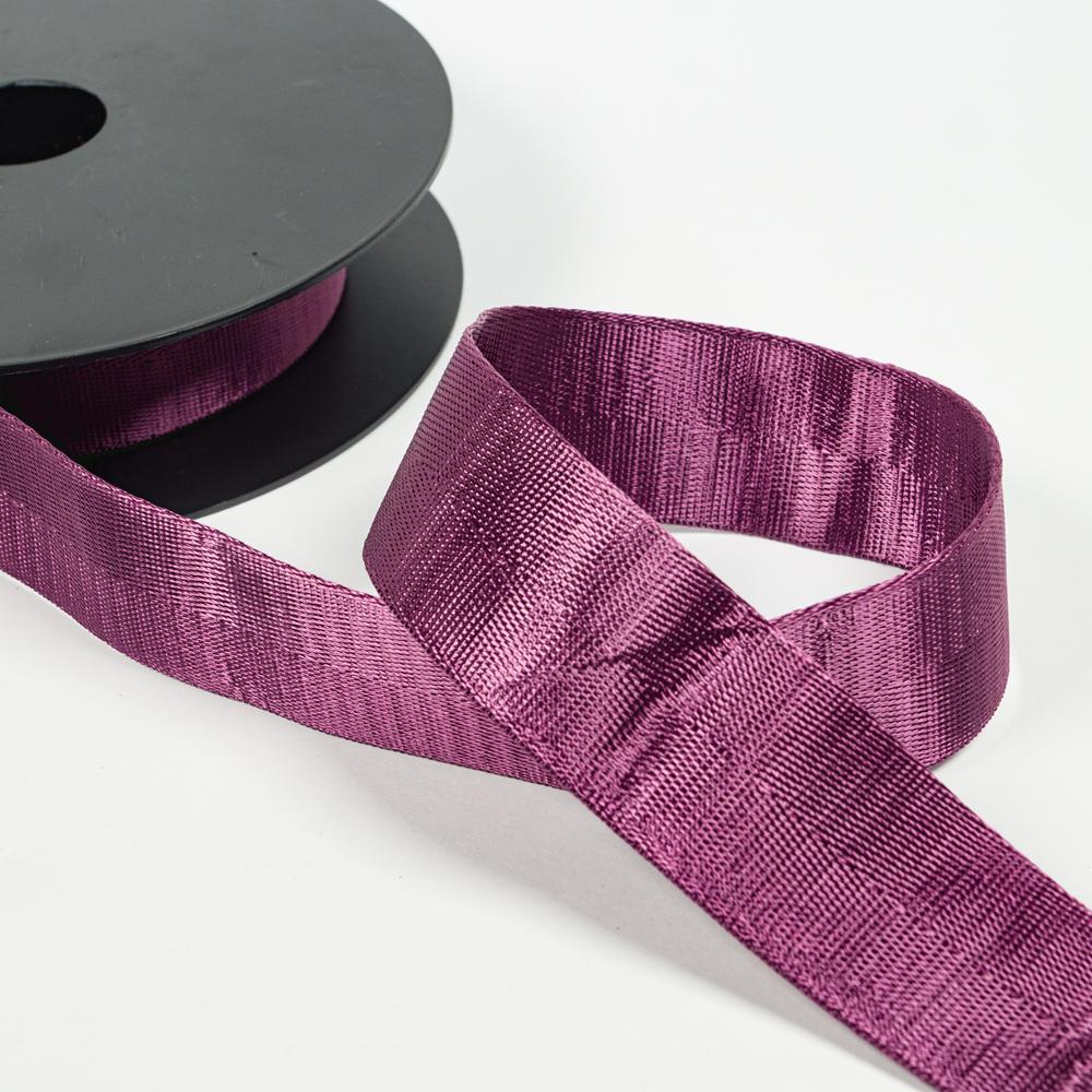 3CM SHINY HERRINGBONE WEBBING 10M 21 Aubergine