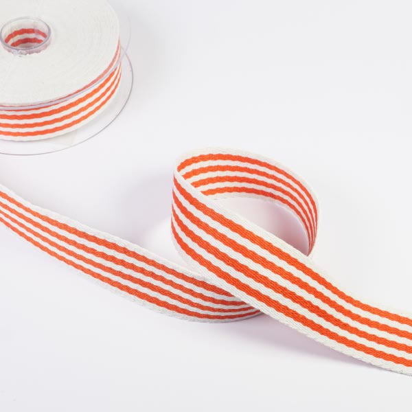 38MM WEBBING - 10MTS 149 Cream/Orange