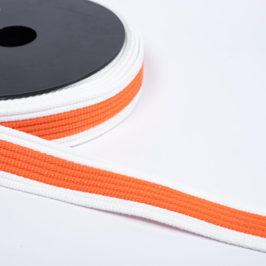 30MM WHITE/ORANGE WEBBING 10M 64 ORANGE/WHITE