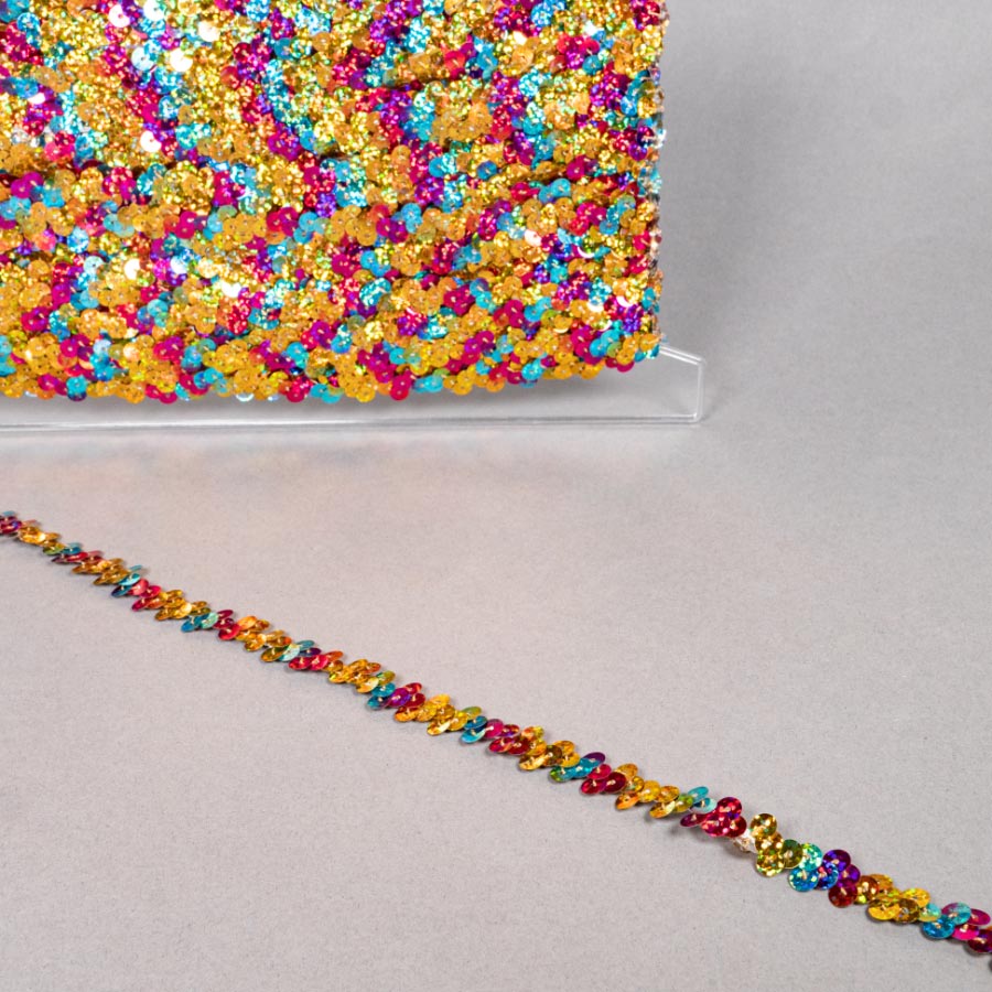 10MM DARK MULTI COL STRETCH SEQUIN 20M 990