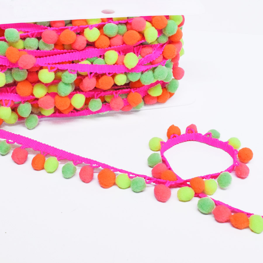 25MM MULTI POM POM FRINGE - 15MTS 800