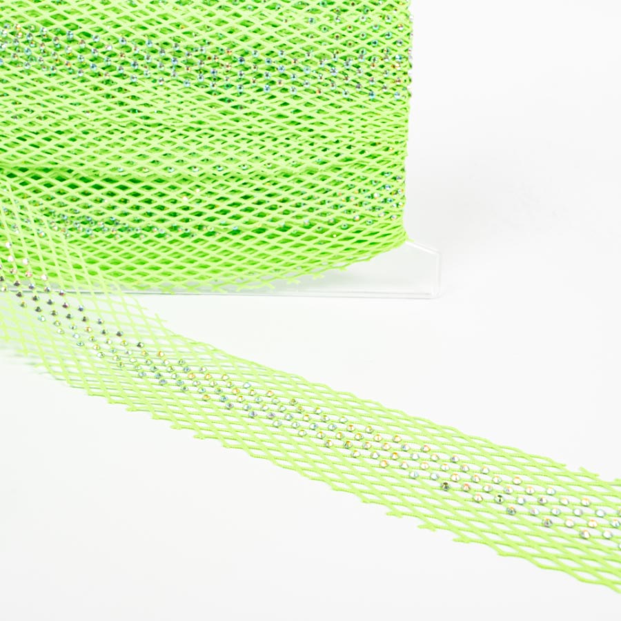 50MM ELASTICATED NET TRIM/CRYSTALS 10M