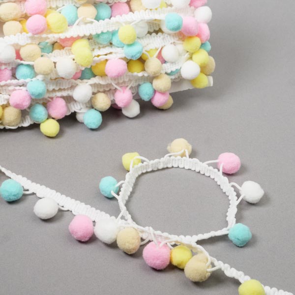 PASTEL MULTI POM POM TRIM - 10MTS