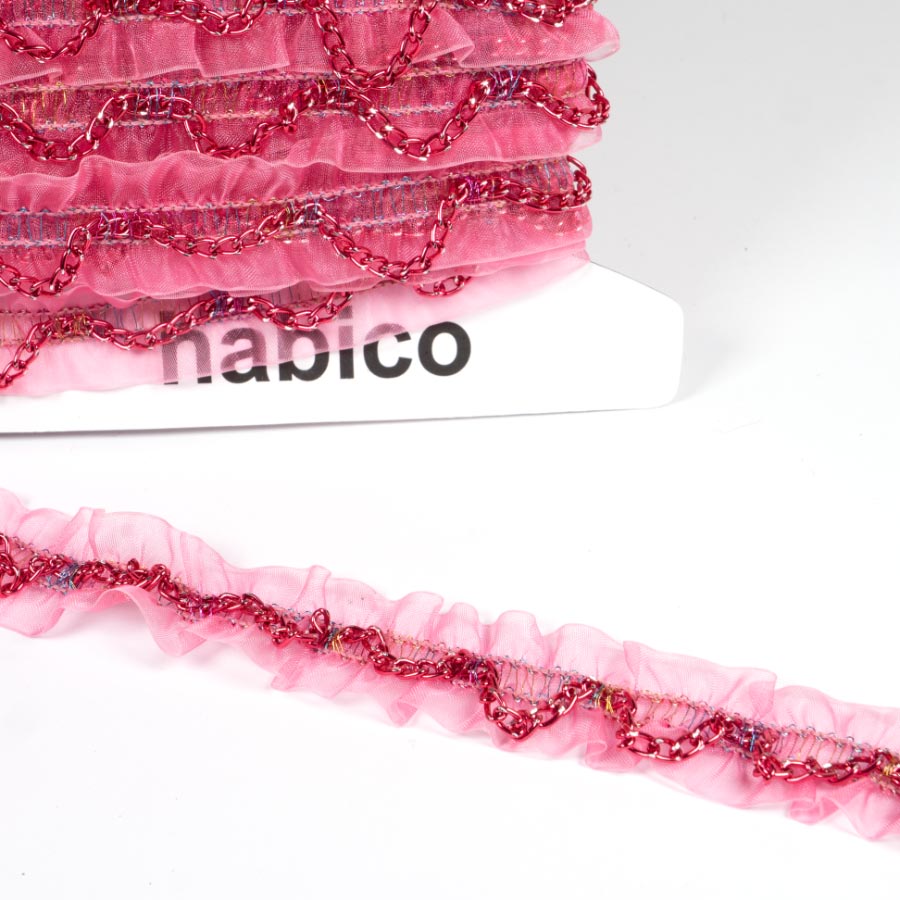 ORGANZA WITH CHAIN TRIM X 15M CERISE