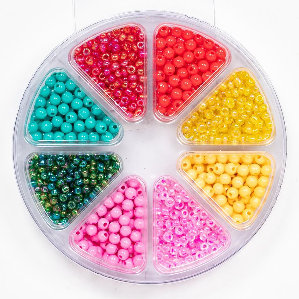 BEAD KIT 4 GLASS & 4 PLASTIC BEADS X 5 PAC 3002