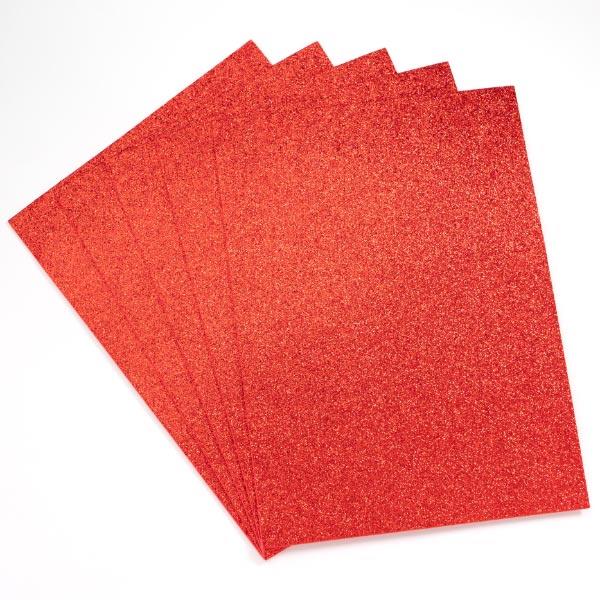 A4 GLITTER FOAM SHEETS (5 SHEETS) - RED 1534