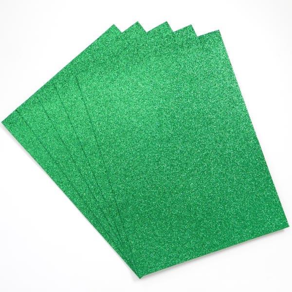 A4 GLITTER FOAM SHEETS - GREEN 1535