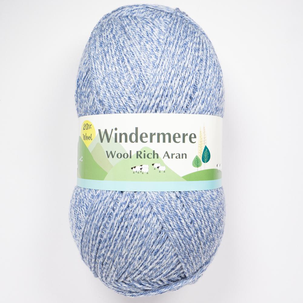 WINDERMERE ARAN MIX 2 X 400G BLUE MARL 706