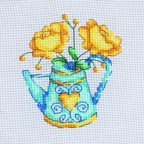 CROSS STITCH FLOWERS TEAPOT PK3 (MCS06) MCS06