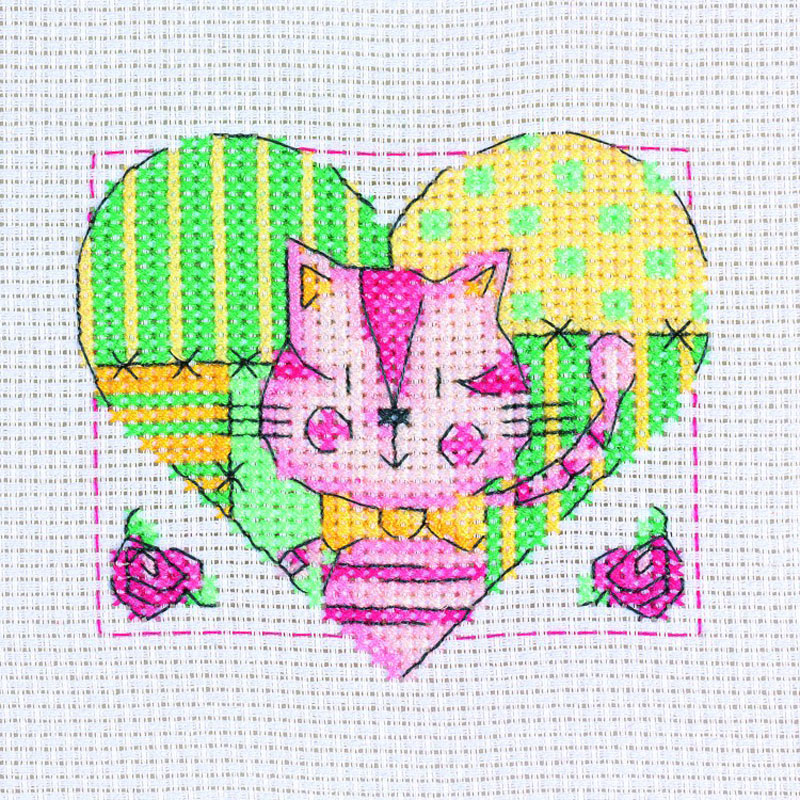 CROSS STITCHS CAT IN HEART PK3 (MCS09) MCS09