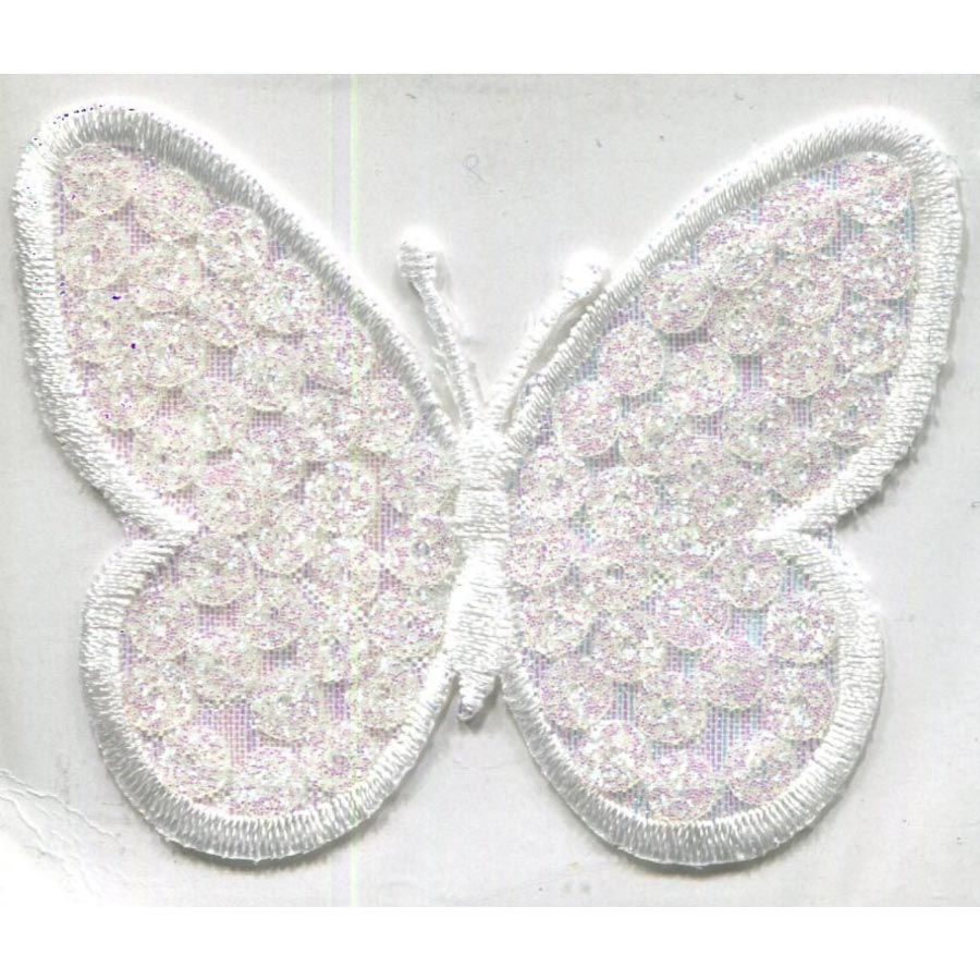 MOTIF GLITTER BUTTERFLY WHITE 1612