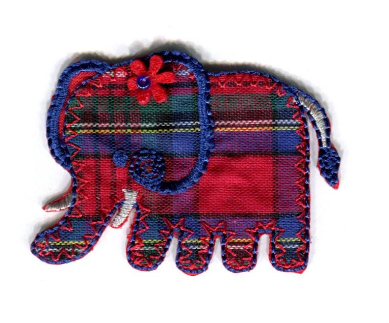 MOTIF TARTAN ELEPHANT RED/BLUE 2022