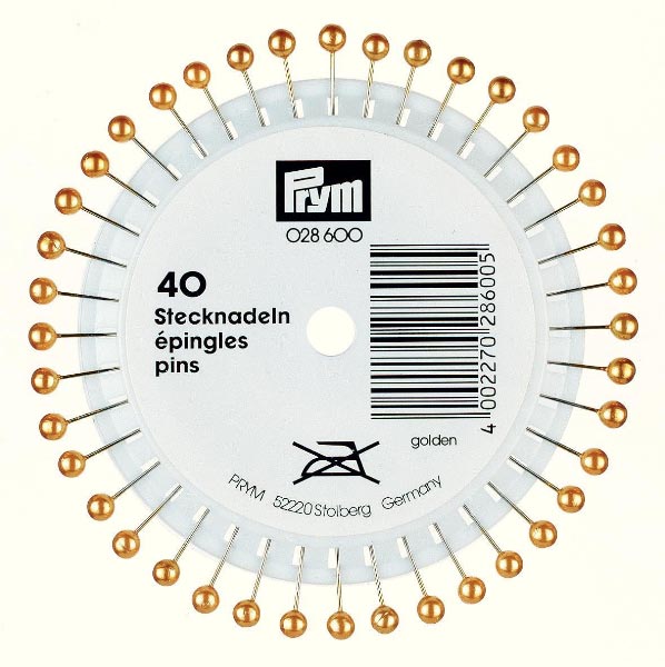 PEARL-HEADED PINS 0.58 X 40MM GOLD 028600