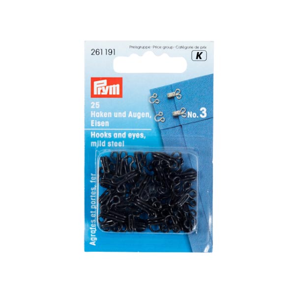 HOOKS AND EYES MILD STEEL 3 BLACK 261191