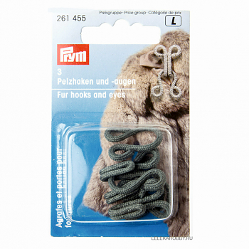 FUR HOOK/EYE GREY 261455