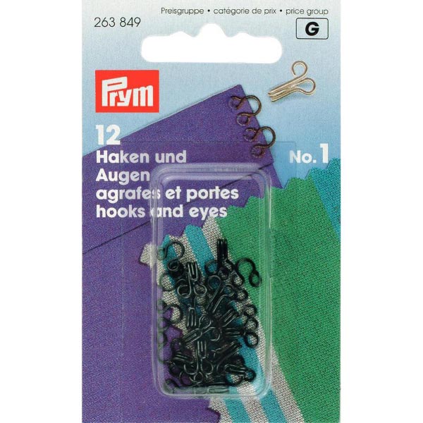 HOOKS AND EYES BRASS 1 BLACK 263849