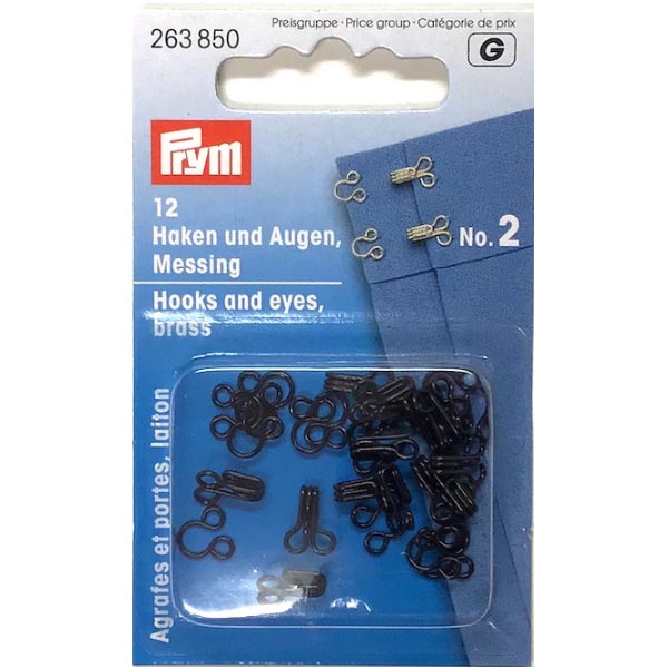 HOOKS AND EYES BRASS 2 BLACK 263850