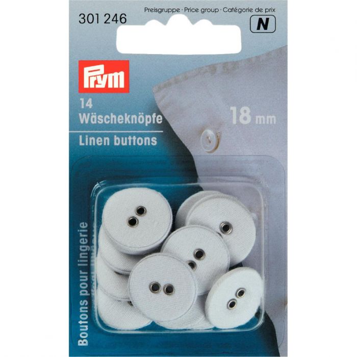 LINEN BUTTONS 15MM WHITE 301244