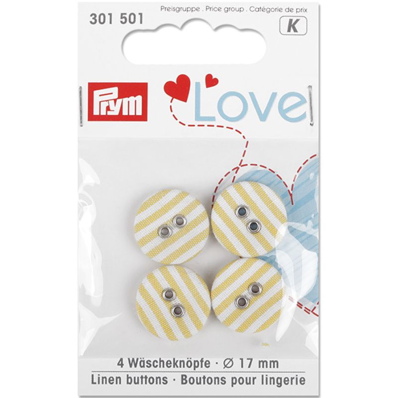 PRYM LOVE LINEN BUTTONS 17MM YELLOW 301501