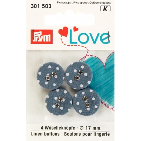 PRYM LOVE LINEN BUTTONS 17MM GREY 301503