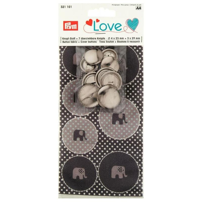 PRYM LOVE BUTTON FABRIC ELEPHANT + 7 BUTTO 321101