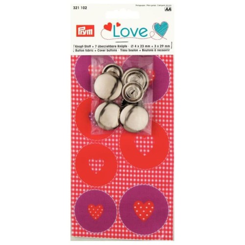 PRYM LOVE BUTTON FABRIC  HEART + 7 BUTTONS 321102