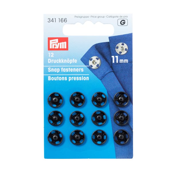 SEW-ON SNAP F'NERS BRASS 11MM BLACK 341166