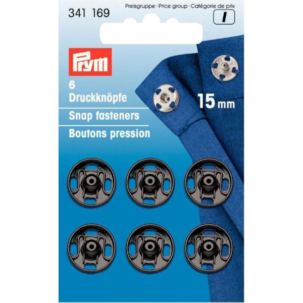 SEW-ON SNAP F'NERS BRASS 15MM BLACK 341169