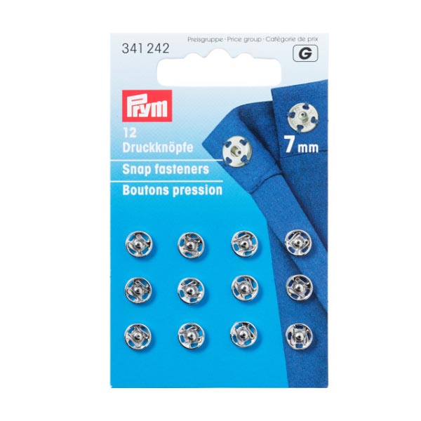 SEW-ON SNAP F'NERS BRASS 7MM SILVER 341242