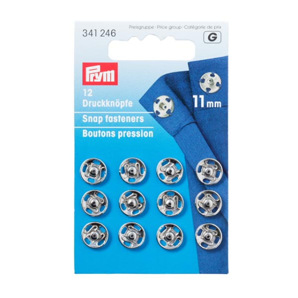 SEW-ON SNAP F'NERS BRASS 11MM SILVER 341246
