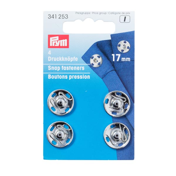 SEW-ON SNAP F'NERS BRASS 17MM SILVER 341253