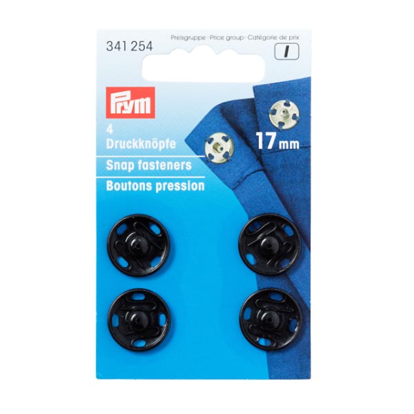 SEW-ON SNAP F'NERS BRASS 17MM BLACK 341254