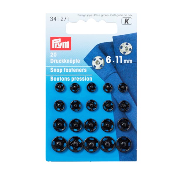 SEW-ON SNAP F'NERS BRASS 6-11MM BLACK 341271