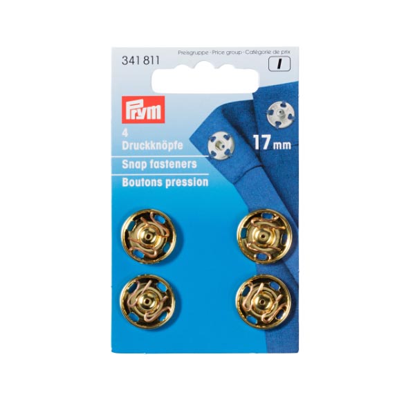 SEW-ON SNAP F'NERS BRASS 17MM GOLD 341811