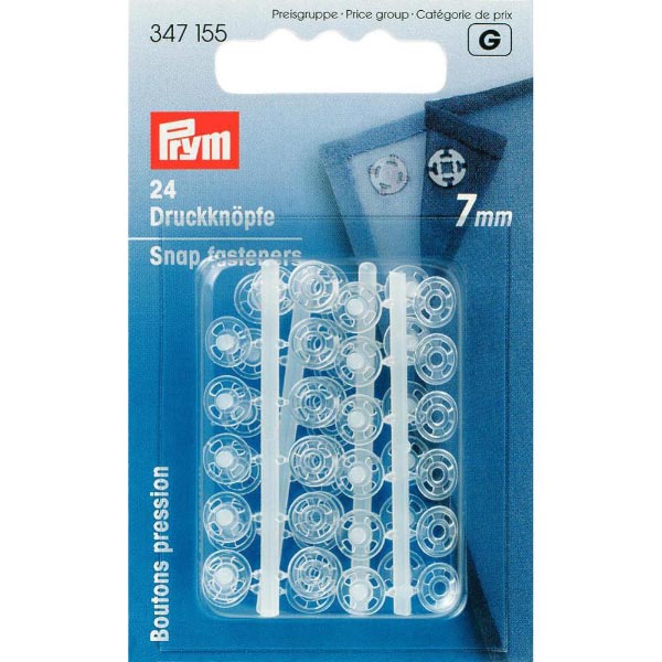 SEW-ON SNAP F'NERS PLASTIC 7MM TRNSP 347155