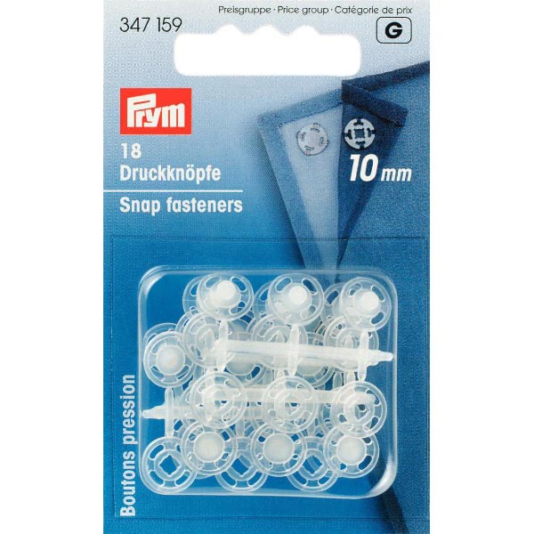 SEW-ON SNAP F'NERS PLASTIC 10MM TRNSP 347159