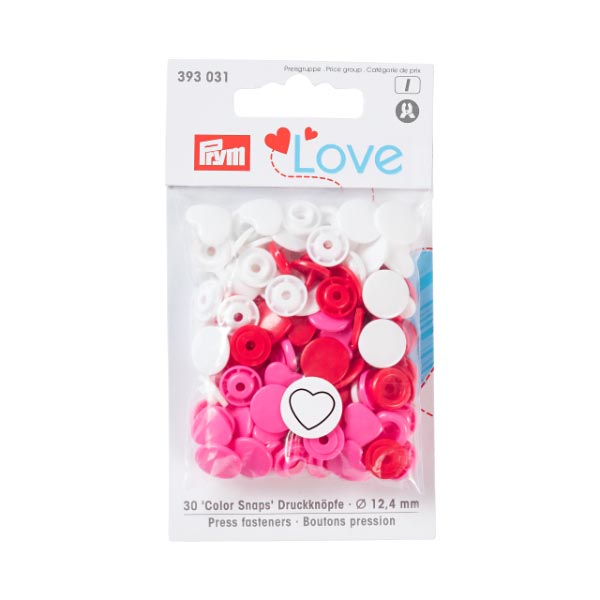 PL PRESS.FAST.PL.HEART12.4MM RED/WHITE/PIN 393031