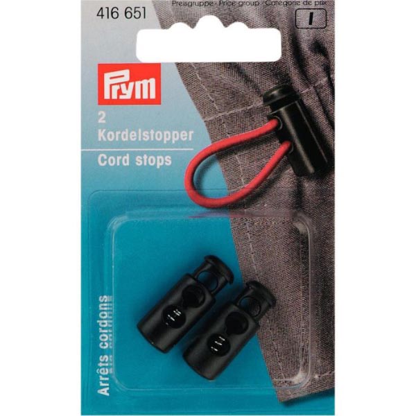CORD STOPS 2 HOLES PLASTIC BLACK 416651